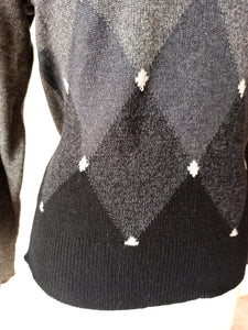 1950s 1960s - BALLANTYNE, Scotland - Iconic Intarsia Cashmere Sweater - Sz 38