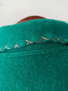 1950s - Adorable Green Embroidered Wool Vest