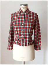 Load image into Gallery viewer, 1950s - Gorgeous Plaid Flannel Wool Blouse - W31 (80cm)
