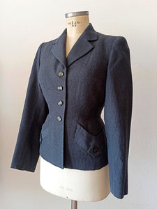 1940s - Gorgeous Stone Blue Wool Ensemble - W27/24 (70/60cm)