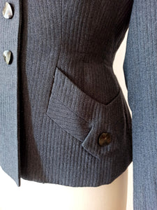 1940s - Gorgeous Stone Blue Wool Ensemble - W27/24 (70/60cm)