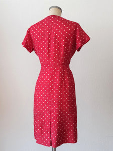 1940s 1950s - Exquisite 2pc Red Dotted Dress Jacket - W28 (72cm)