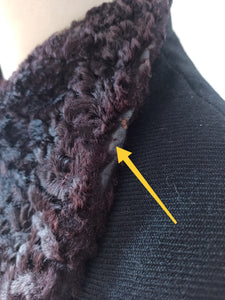 1940s - Superb Black Wool Faux Fur Collar Long Coat - W30 (76cm)