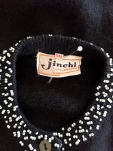 Load image into Gallery viewer, 1950s - JINCHI - Stunning Black Beaded Wool Cardigan - Sz 36
