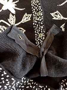 1950s - JINCHI - Stunning Black Beaded Wool Cardigan - Sz 36