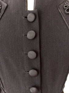 1940s - Stunning Black Wool Belted Dress - W31 (80cm)