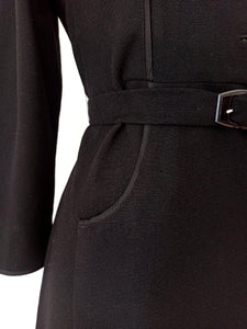 1940s - Stunning Black Wool Belted Dress - W31 (80cm)