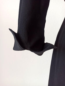 1940s - Stunning Black Wool Belted Dress - W31 (80cm)