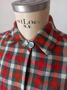 1950s - Gorgeous Plaid Flannel Wool Blouse - W31 (80cm)