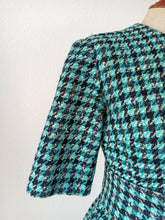 Charger l&#39;image dans la galerie, 1950s 1960s - Gorgeous Houndstooth Wool Dress - W24.5 (62cm)

