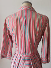 Load image into Gallery viewer, 1950s - Adorable Color Stripes Cotton Dress - W31 (80cm)
