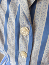 Charger l&#39;image dans la galerie, 1950s - Adorable Blue White Cotton Dress - W29 (74cm)
