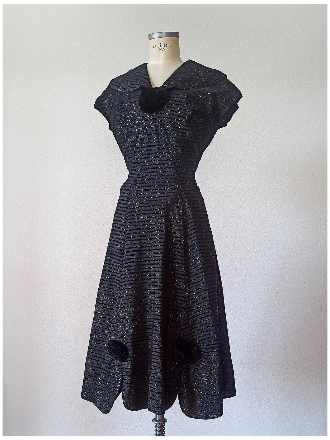 1950s - Stunning Black Glitter Dress - W30 (76cm)