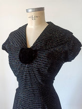 Charger l&#39;image dans la galerie, 1950s - Stunning Black Glitter Dress - W30 (76cm)
