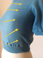 Charger l&#39;image dans la galerie, 1940s 1950s - MARVA, Spain - Deadstock Blue Cotton Knit Top
