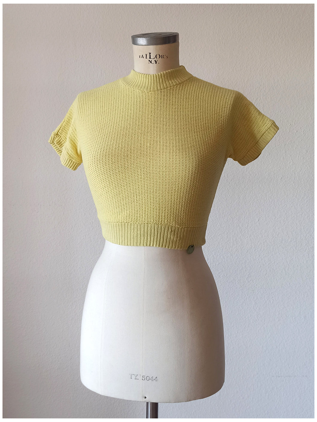 1940s 1950s - CASTAÑER, Spain - Deadstock Yellow Cotton Knit Top