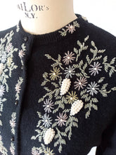 Load image into Gallery viewer, 1950s - Marvelous Black Beaded Angora Wool Cardigan
