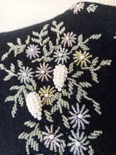 Load image into Gallery viewer, 1950s - Marvelous Black Beaded Angora Wool Cardigan
