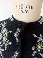 Load image into Gallery viewer, 1950s - Marvelous Black Beaded Angora Wool Cardigan
