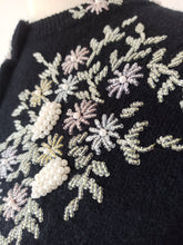 Load image into Gallery viewer, 1950s - Marvelous Black Beaded Angora Wool Cardigan

