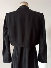 Cargar imagen en el visor de la galería, 1930s 1940s - Stunning Black Silk Bolero Dress - W34 (88cm)

