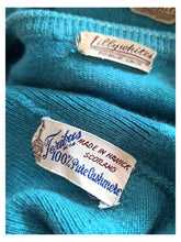 Load image into Gallery viewer, 1950s - LILLY WHITES - HAWICK, Scotland - Petrol Cashmere Twin Set
