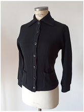 Load image into Gallery viewer, 1950s - CASTAÑER, Spain - Deadstock Black Wool Cardigan - Sz 3
