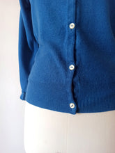 Load image into Gallery viewer, 1950s 1960s - BALLANTYNE, Scotland - Petrol Blue Cashmere Cardigan
