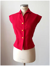Load image into Gallery viewer, 1950s - Stunning Red Cotton Blouse - W30 (76cm)
