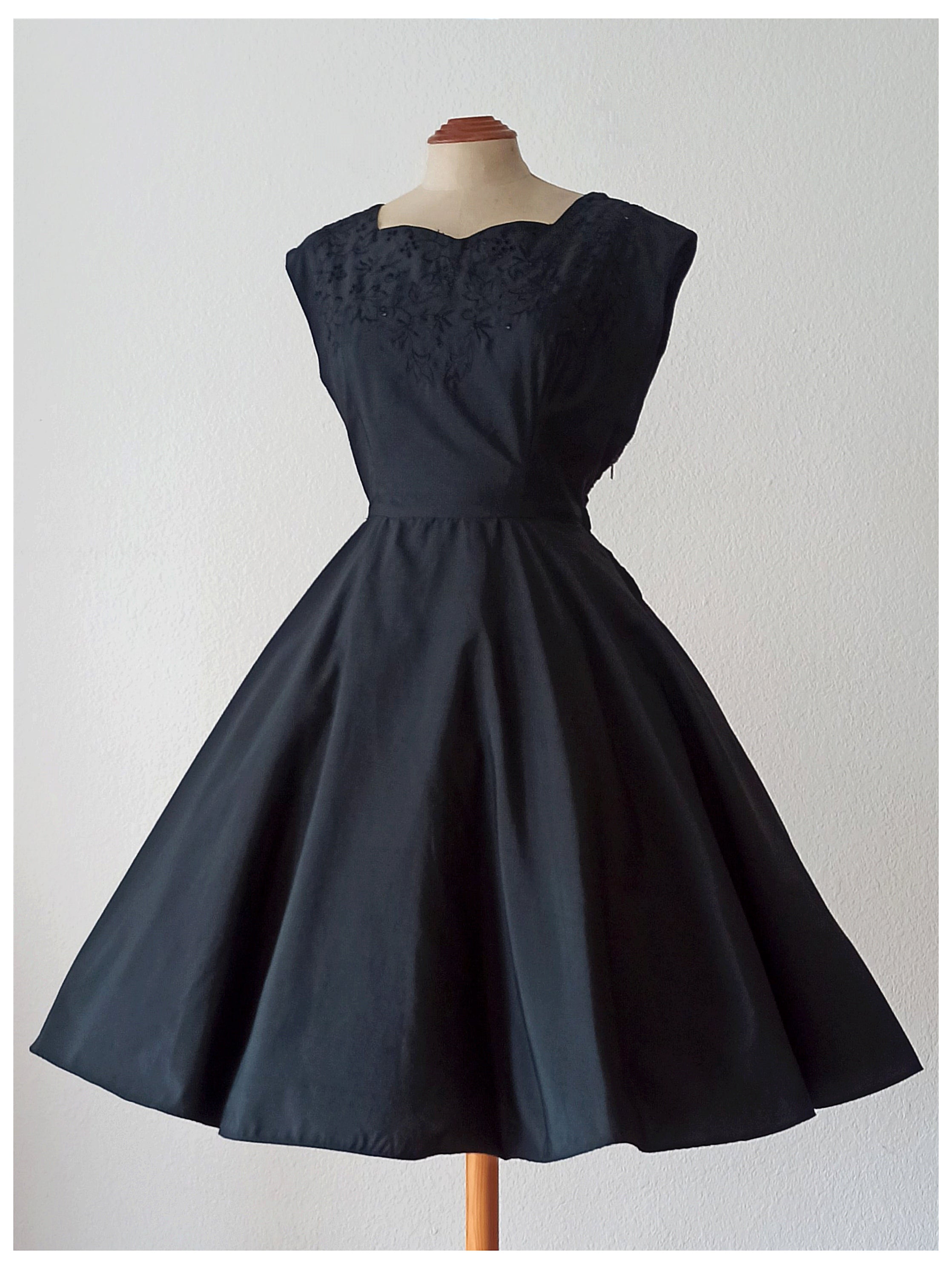 white christmas dresses Vintage 1950s Embroidered Eyelet Evening Dress