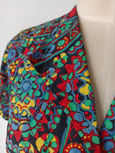 Cargar imagen en el visor de la galería, 1940s - PARIS - Gorgeous Colorful Rayon Dress - W30 (76cm)
