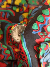 Cargar imagen en el visor de la galería, 1940s - PARIS - Gorgeous Colorful Rayon Dress - W30 (76cm)
