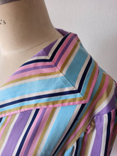 Charger l'image dans la galerie, 1950s - Stunning Color Stripes Cotton Dress - W33 (84cm)
