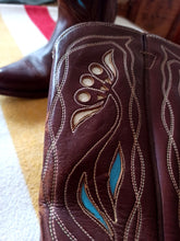 Laden Sie das Bild in den Galerie-Viewer, 1950s - ACME, USA - Gorgeous Brown Turquoise Cowgirl Boots - EU 36/US 6
