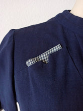Load image into Gallery viewer, 1940s - PARIS - Stunning Blue Houndstooth Dress - W30 (76cm)
