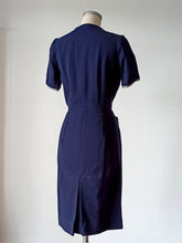 Load image into Gallery viewer, 1940s - PARIS - Stunning Blue Houndstooth Dress - W30 (76cm)
