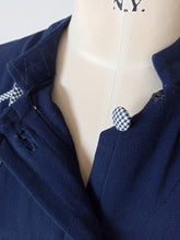 Load image into Gallery viewer, 1940s - PARIS - Stunning Blue Houndstooth Dress - W30 (76cm)
