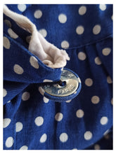 Cargar imagen en el visor de la galería, 1940s - PARIS - Charming Blue Dotted Cotton Dress - W31 (80cm)
