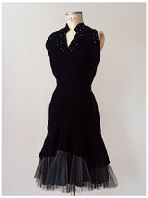 Load image into Gallery viewer, 1950s - Spectacular Rhinestones Fishtail Velvet Dress - W25 (64cm)
