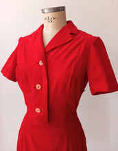 Load image into Gallery viewer, 1940s 1950s - Stunning Red Lipstick Corduroy Dress - W27 (68cm)
