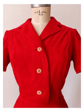 Load image into Gallery viewer, 1940s 1950s - Stunning Red Lipstick Corduroy Dress - W27 (68cm)
