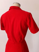 Load image into Gallery viewer, 1940s 1950s - Stunning Red Lipstick Corduroy Dress - W27 (68cm)
