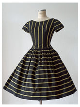 Load image into Gallery viewer, 1950s - Stunning Black &amp; Green Satin Dress - W28.5 (72cm)
