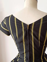 Load image into Gallery viewer, 1950s - Stunning Black &amp; Green Satin Dress - W28.5 (72cm)
