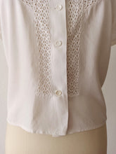 Charger l'image dans la galerie, 1940s - Exquisite White Rayon Blouse - Sz 42

