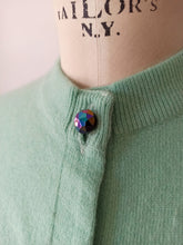 Load image into Gallery viewer, 1950s - BALLANTYNE, Scotland - Gorgeous Mint Green Cashmere Cardigan
