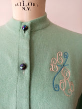 Load image into Gallery viewer, 1950s - BALLANTYNE, Scotland - Gorgeous Mint Green Cashmere Cardigan
