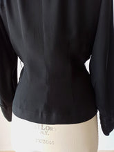 Cargar imagen en el visor de la galería, 1940s - PARIS - Exquisite New Look Black Silk Jacket - W28.5 (72cm)

