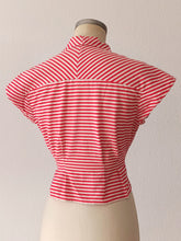 Cargar imagen en el visor de la galería, 1940s 1950s - Gorgeous Candy Stripes Cotton Blouse - W27.5 (70cm)
