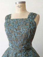 Load image into Gallery viewer, 1950s - Spectacular Teal Gold Brocade Dress - W26 (66cm)
